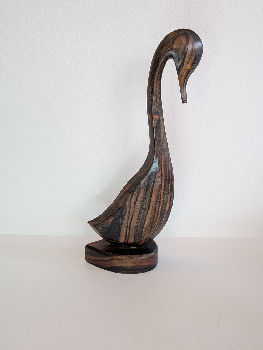 Vtg Rosewood Swan Bird Duck Wooden Goose Statue Figurine MCM Danish?